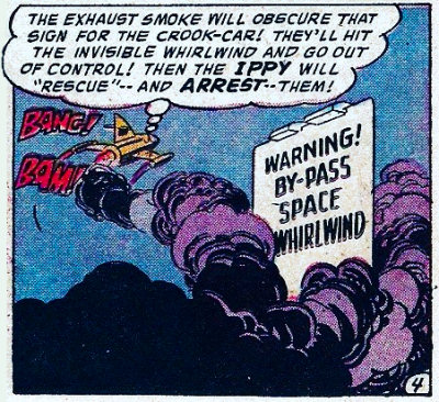 He's giving the crooks the whirlwind tour! Ha ha! Get it?